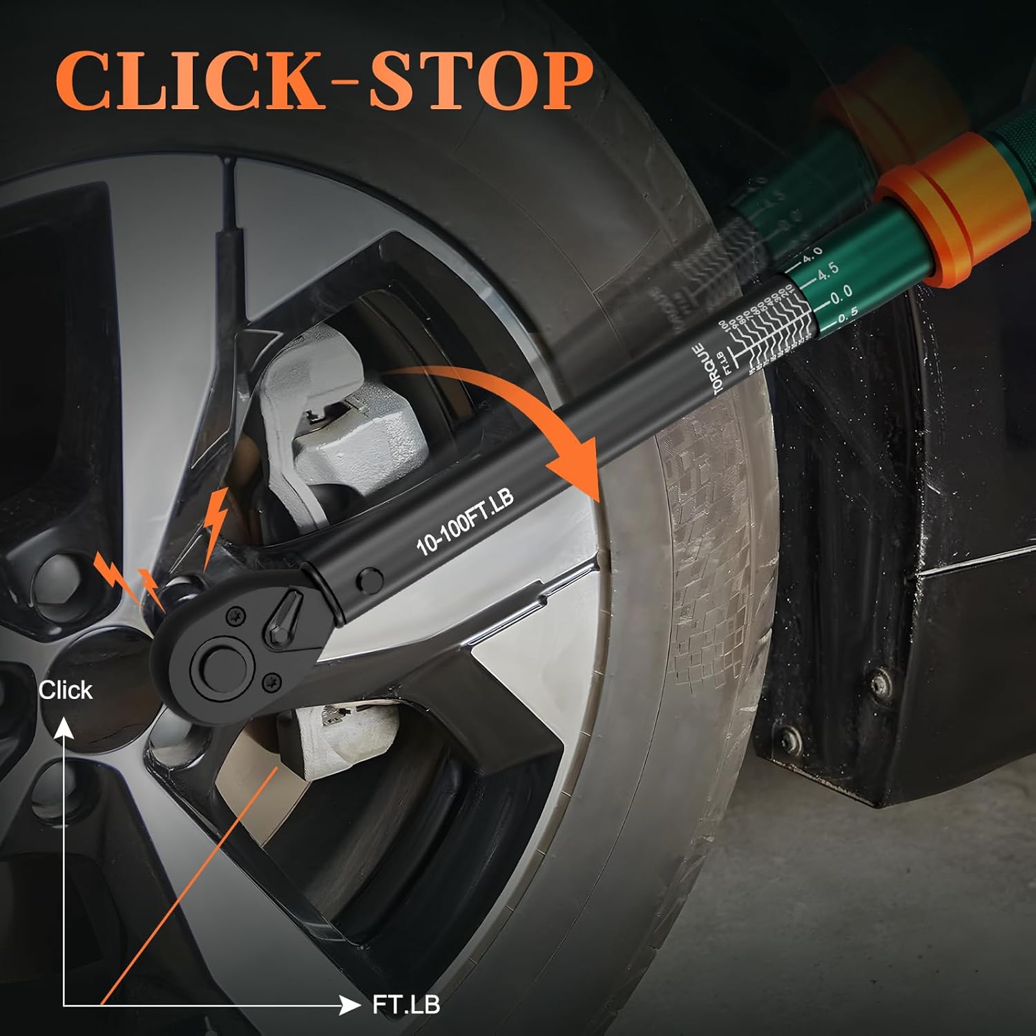 3/8 Drive Torque Wrench, 10-100 Ft-lb, ±3% High Accuracy Click Torque Wrench with 72-Tooth Dual-Direction Head for Spark Plugs, Engine Repair, Motorcycles and Automotive Maintenance