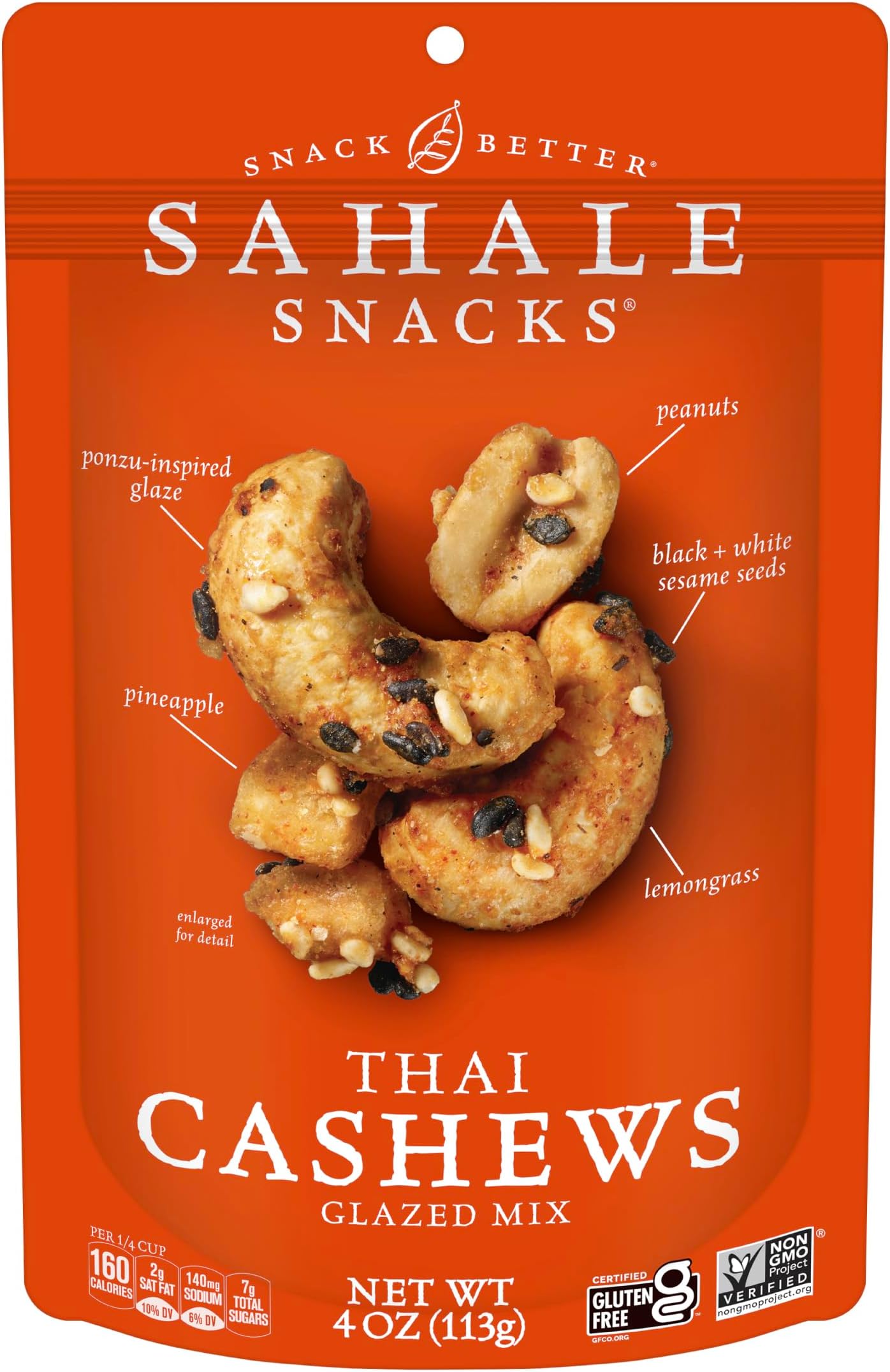Sahale Snacks Thai Cashews Glazed Mix, 4 Ounces (Pack of 6)