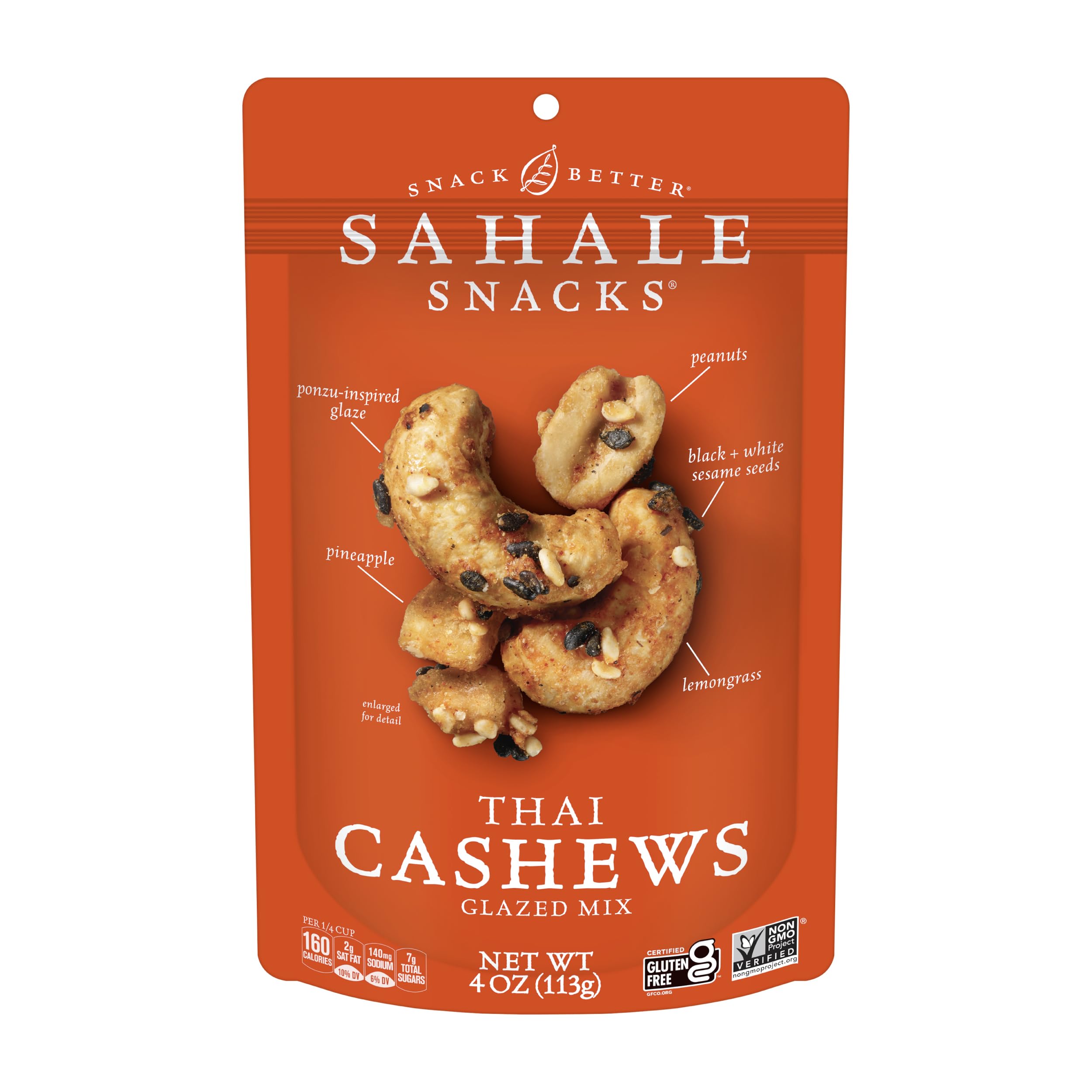 Sahale SnacksThai Cashews Glazed Mix, 4 Ounces (Pack of 6)