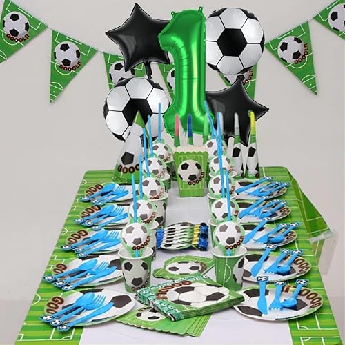 Miniatura 3 de Globos de fútbol para el primer cumpleaños para niños, suministros de fiesta de cumpleaños de fútbol, decoraciones de fiesta de fútbol para la Copa