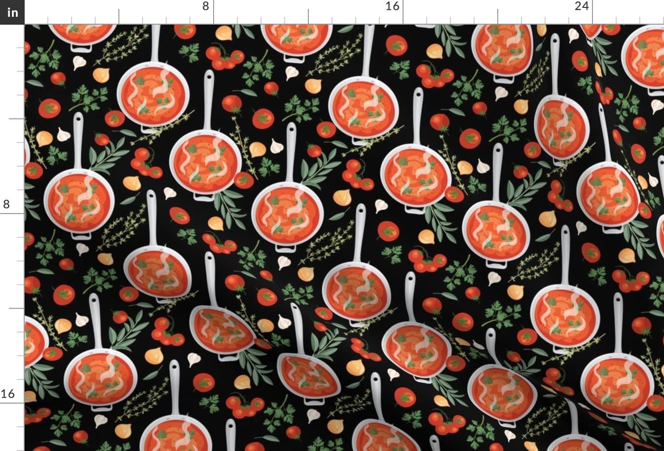 Spoonflower Fabric - Tomato Soup Red Black Food Retro Kitchen Cooking Printed on Minky Fabric by The Yard - Sewing Baby Blankets Quilt Backing Plush