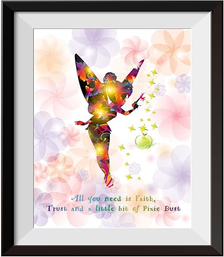 Uhomate Princesss Tinkerbell Peter Pan Never Grow Up Home - Lienzo decorativo para pared, citas inspiradoras, decoración de pared, sala de estar,