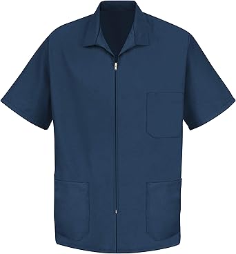 Red Kap Men's Zip-front Smock, Navy, Short Sleeve Large