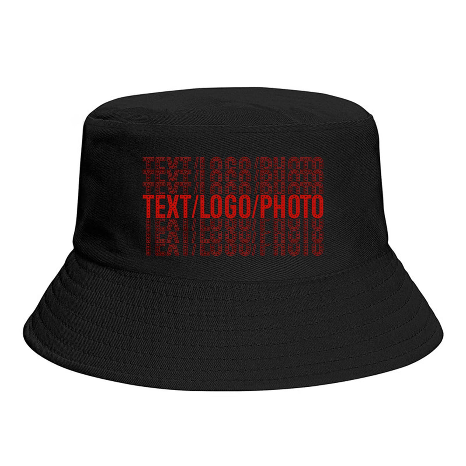 Miujonvy Unisex Black Wide Brim Bucket Hat Add Your Design Outdoor Sun Hat