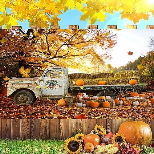 Miniatura 5 de Fondo de fotografía de camión de calabaza de otoño, otoño, cosecha, heno, arce, fondo, Día de Acción de Gracias, fiesta, decoración de fotos