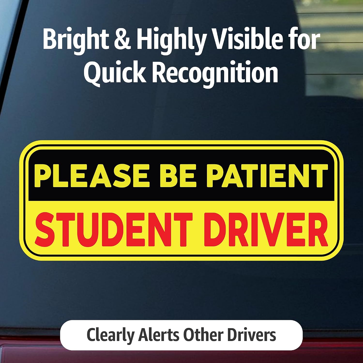 | Student Driver Stickers for Car (2 Pc) - Strong Adhesive, Waterproof and Durable Cute Student Driver Sticker. Perfectly Sized for Maximum Safety