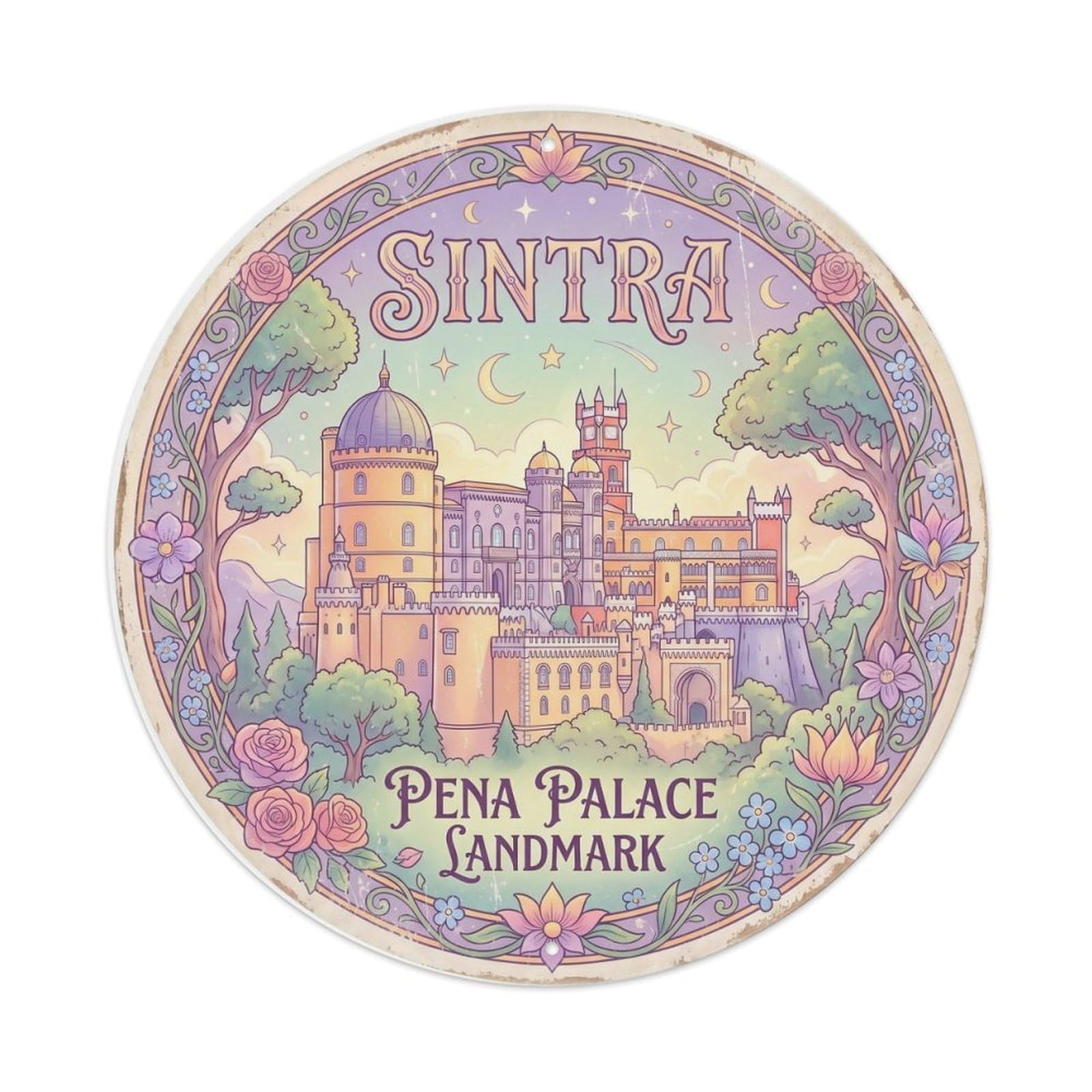 Vintage Travel Pena Palace Sintra Metal Tin Sign