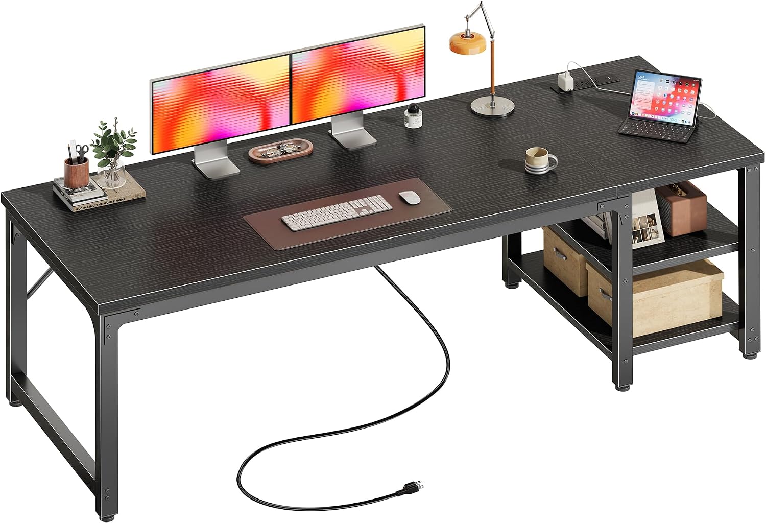  55'' x 19.7'' Computer Desk with Power Outlets, 0.95'' Thick Desktop thumbnail
