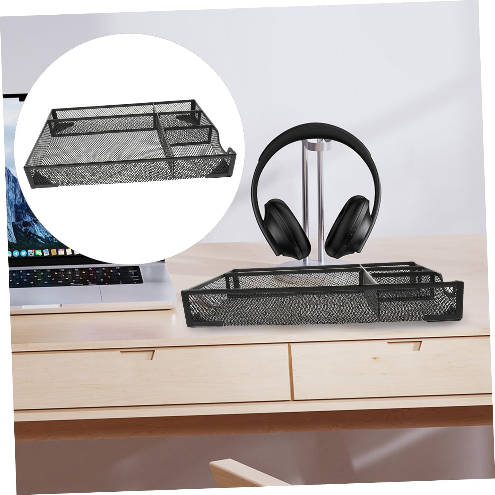 Sewroro Caja de Almacenamiento Malla Metalica para Escritorio Organizador de Archivos para Oficina Portadocumentos para Escritorio Almacenamiento