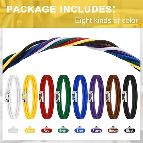 Miniatura 2 de GliCraft Juego de 8 bandas de goma ajustables para botes de basura grandes, coloridos, se adapta a bolsas de basura multifunción de 8 a 33 galones,