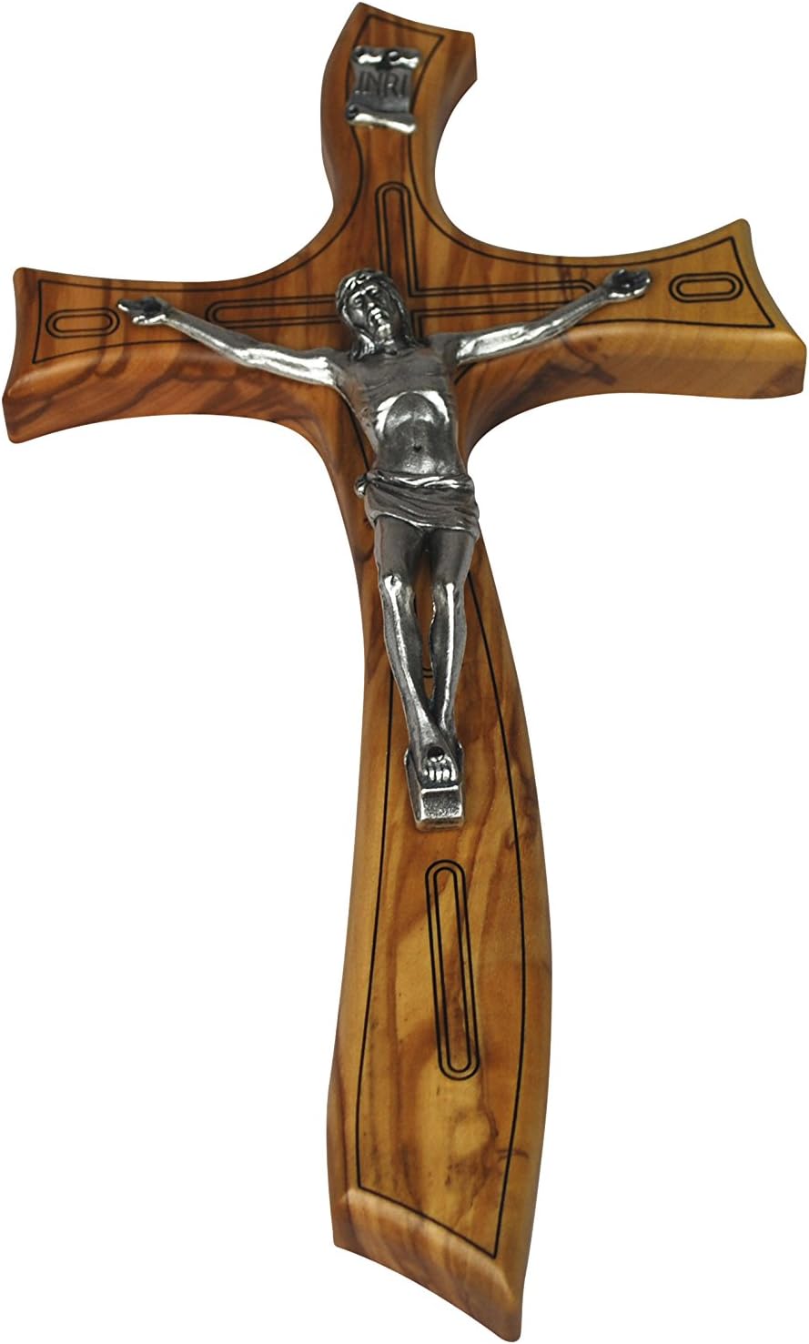 Italian Crucifix | Made of Genuine Olive Wood | Traditional and Contemporary Design | Elegant Flowing Lines to Suit any Decor | Makes an Ideal Housewarming Gift