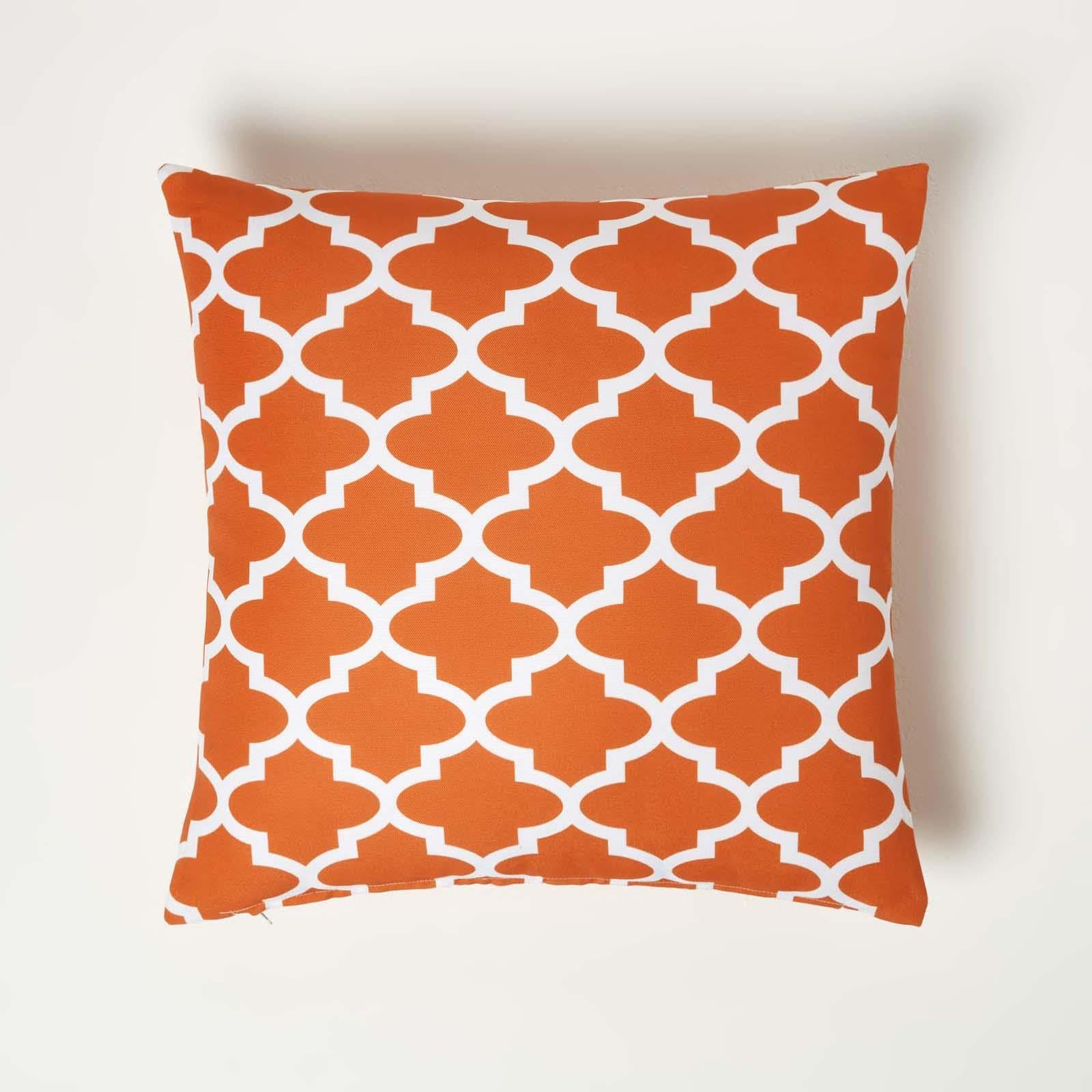 HOMESCAPES Coussin d’extérieur imperméable Orange NOLA, Coussin de Jardin carré 45x45 cm, Décoration Jardin extérieur – Lot de 2