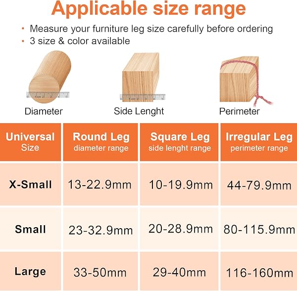 32 Pezzi GICUNK Nuovo Gommini per Sedie Rotondi, Silicone, Tappini per Gambe Sedia, Copri Piedini Sedie in Trasparente per Pavimenti in Legno(Adatto per: 13-22.9 mm) - 3