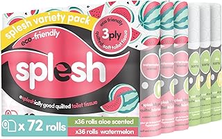 Splesh by Cusheen 3-ply Toilet Roll - Soft, Quilted Bulk Toilet Rolls, Eco-Friendly Toilet Tissue Loo Rolls, Made in UK - 72 Rolls (Aloe 36s) & (Lavender 36s)