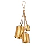 Christmas Bells for Decorations, Rustic Christmas Decor Vintage Style, Brass Shabby Chic Hanging Decoration Set of 3 (Brass)