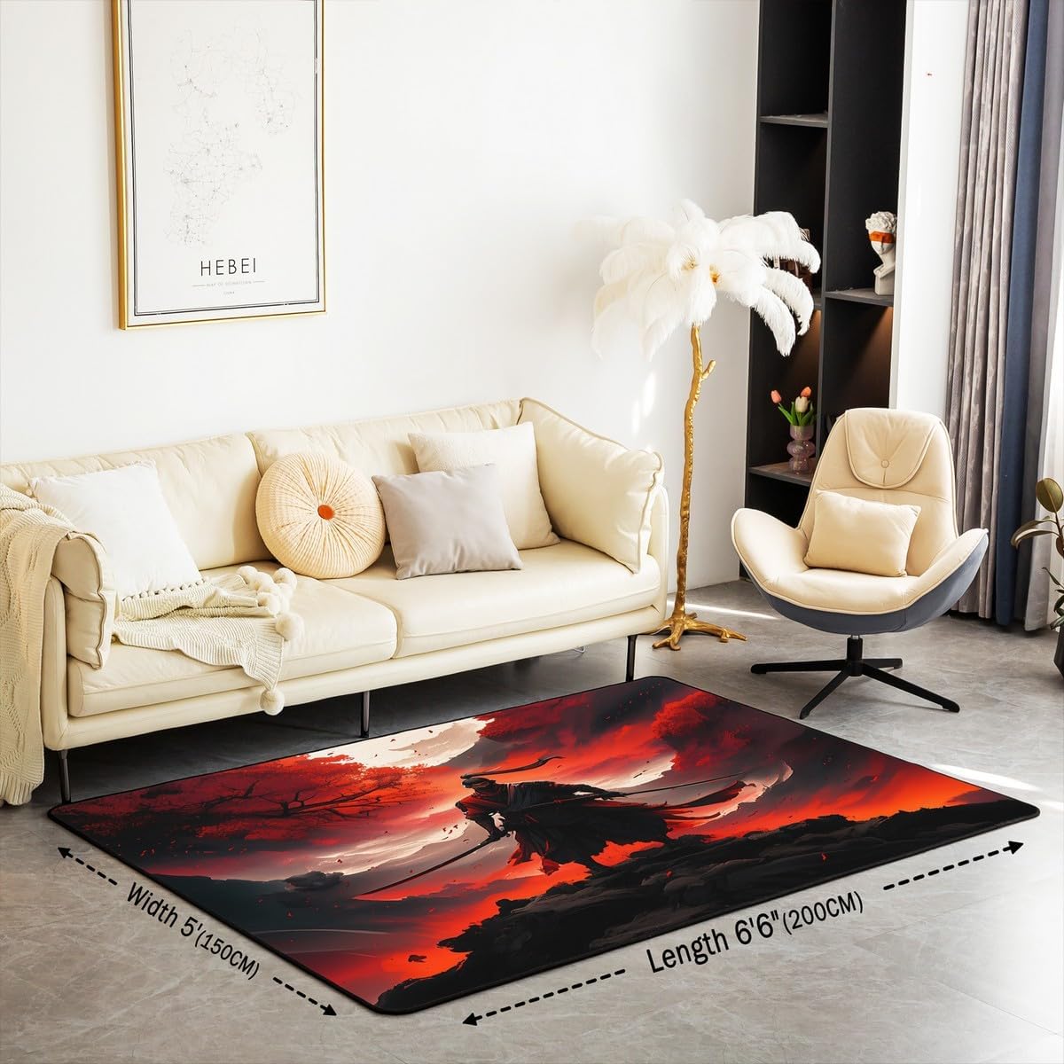 Feelyou Kids Samurai Living Room Rugs Area Rug 3x5 image 2