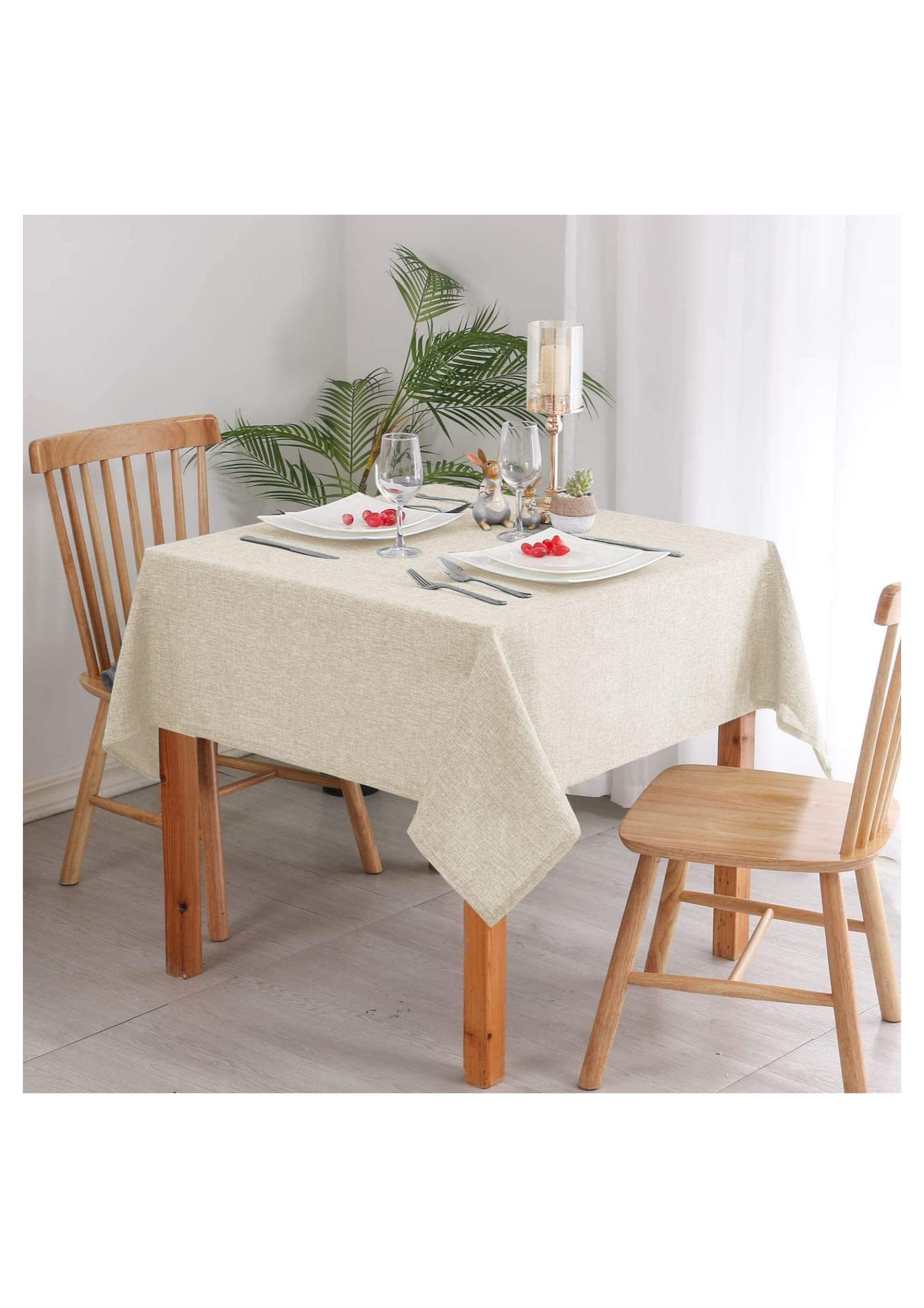 MallowWorld® Washable Jute Fabric Solid Square Table Cover Heat Resistant Table Cover for Home | Restaurant Table/Dining Table 6 Seater 50 x 85 inches (Light Beige, Pack-1) (B0BBB8LL8P) Amazon Price History, Amazon Price Tracker