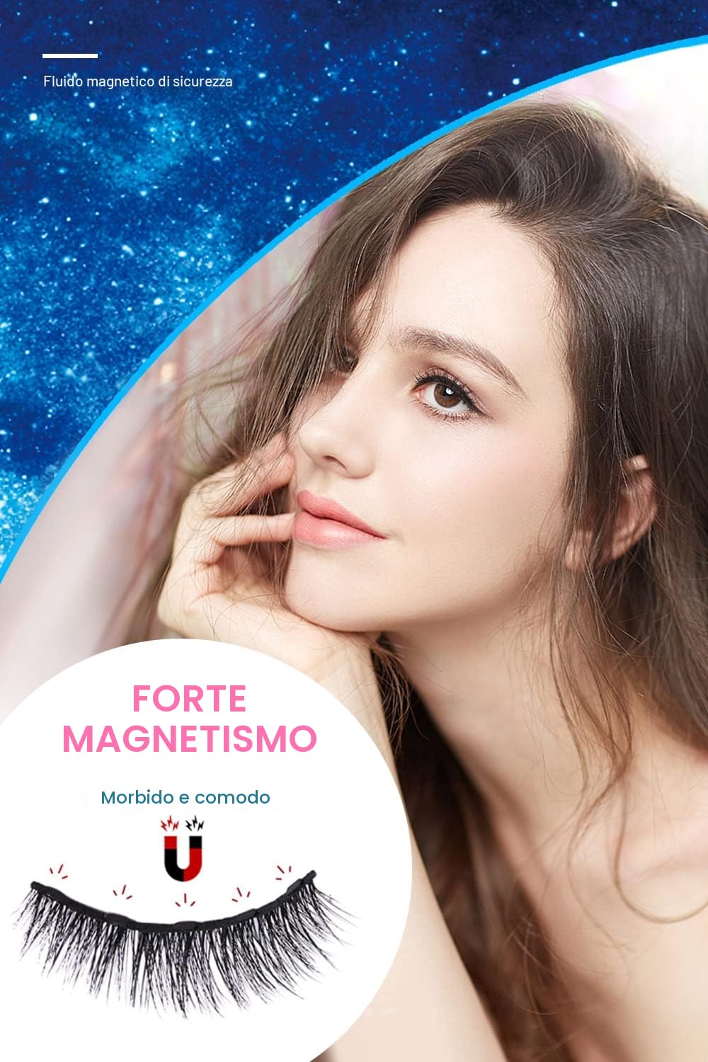 Ciglia Finte Magnetiche Aspetto Naturale, Ultra Leggere e Facili da Applicare - Senza Colla (7 Paia)
