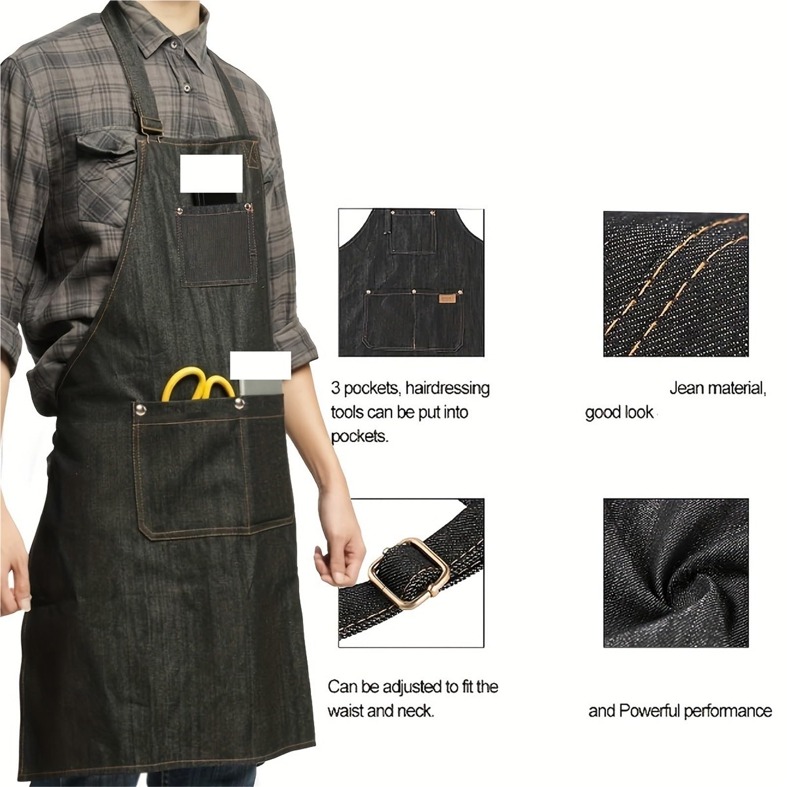 Delantal de herramientas vaquero ligero con bolsillos, delantal lona encerado impermeable for hombres y mujeres, trabajo ajustable, 2 uds Para Hogar