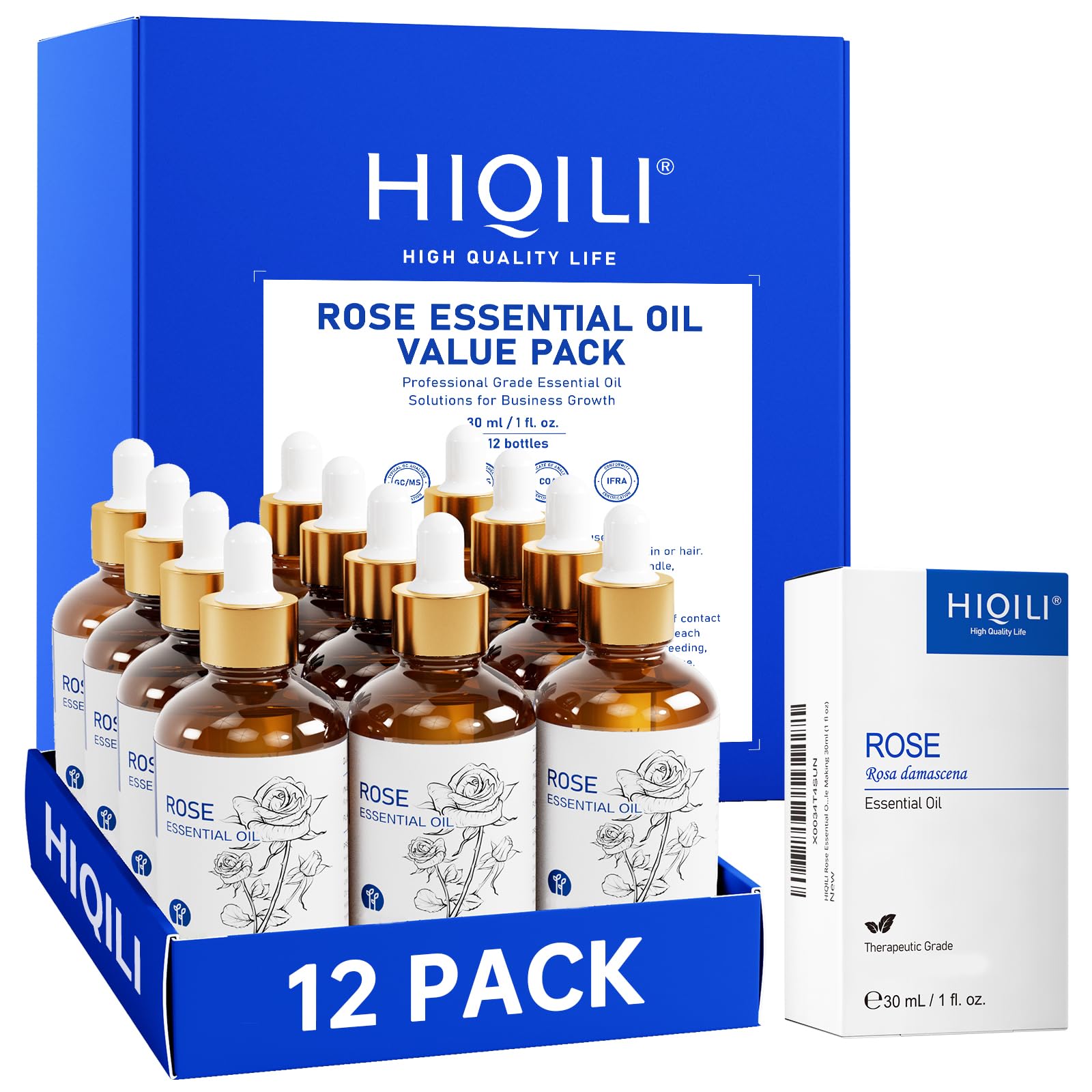 HIQILI Rose Fragrance Oil Set, 12-Pack for Skin, Diffuser &amp; DIY Use