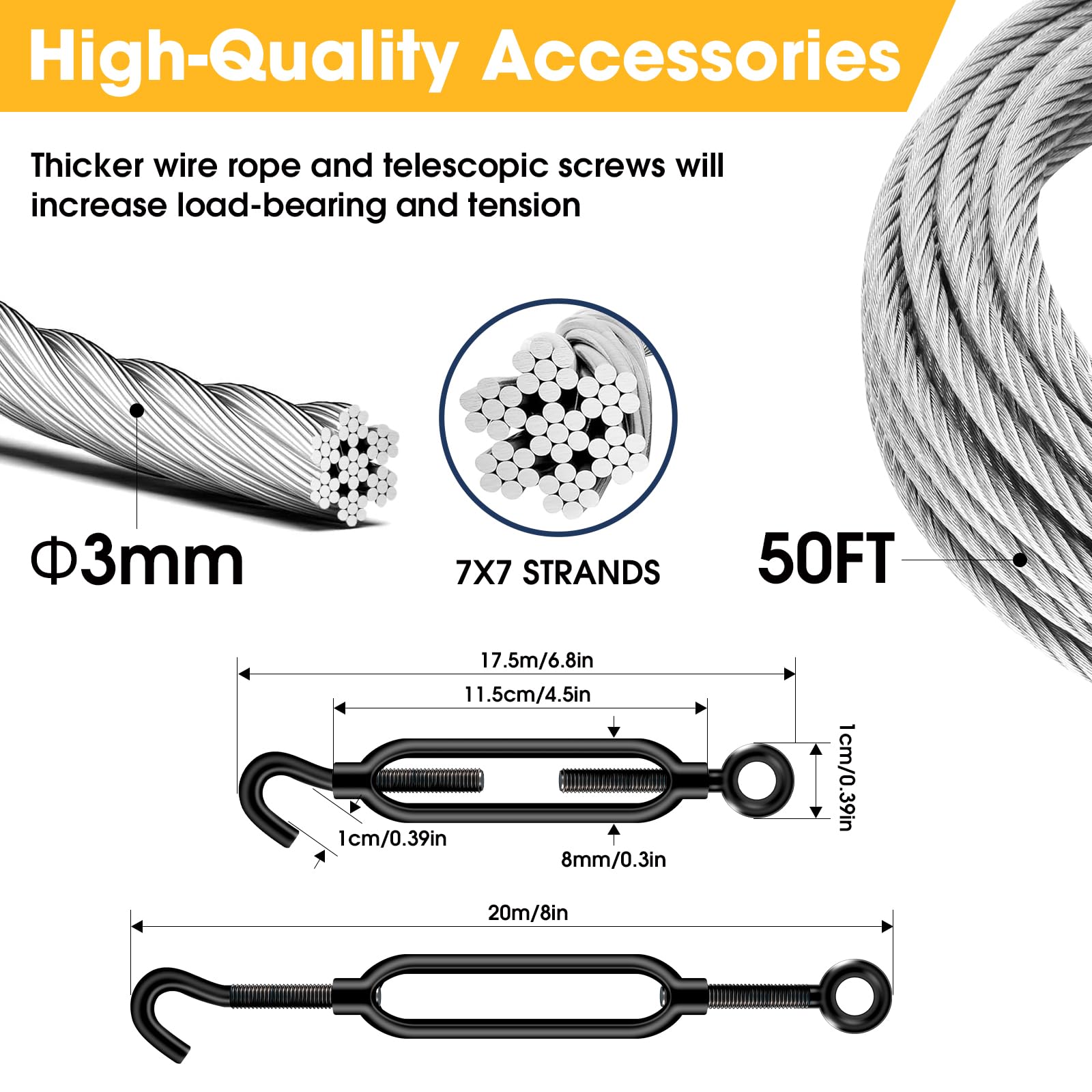 Kit di ancoraggio a terra da 35,6 cm con cavo zincato da 3/16", con picchetti per trampolino, ancoraggio ad alto vento, ideali per tettoie, capannoni, porte auto, altalene, gazebo serra (35,6 cm da 6