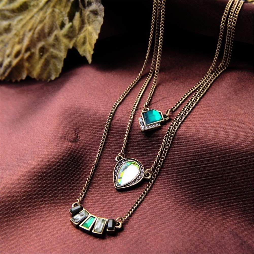 AILUOR 18K Gold Plated Baroque Layered Necklaces Vintage Choker with Evil Eye Rhinestone Created emerald Luxury Diamond-Encrusted Drop Jewelry for Women Ladies - Image 7
