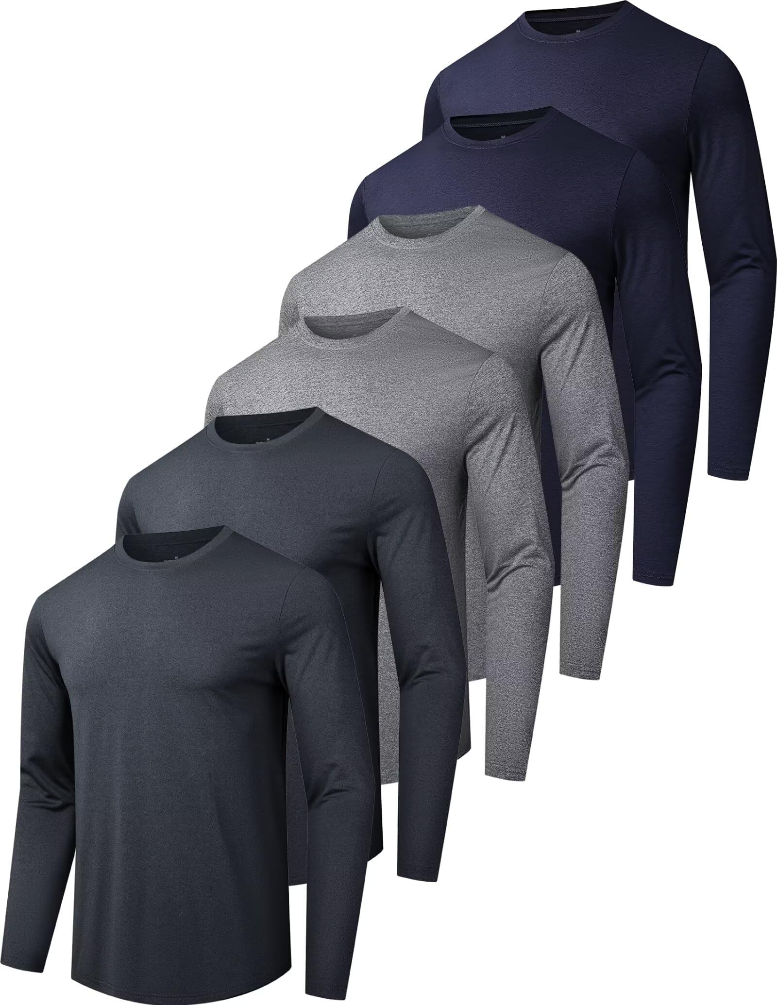 6/7 Pack Men's Quick Dry Long Sleeve UPF50+ Sun Shirts