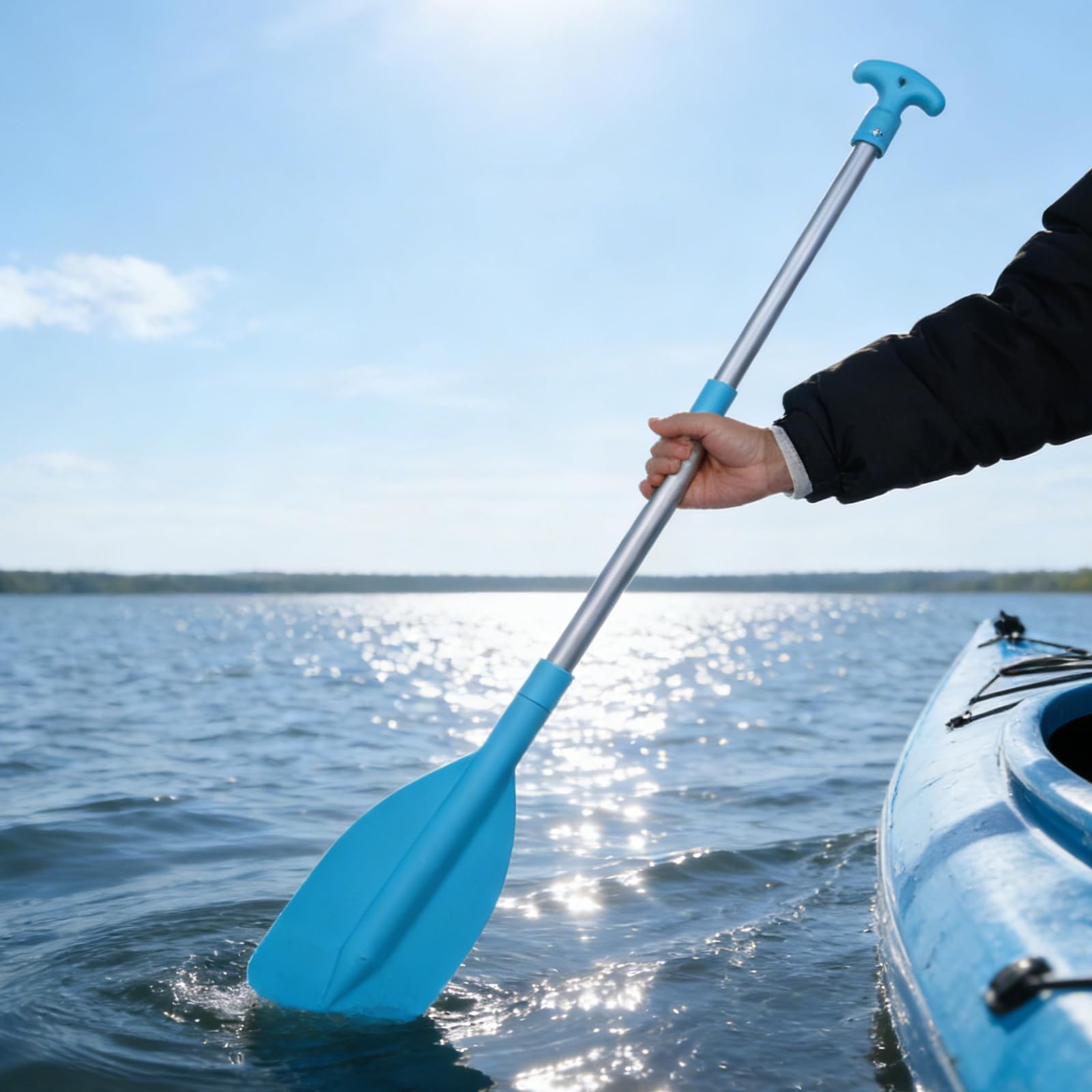 Cabilock Pagaia Telescopica Pieghevole di Emergenza per Kayak e Gommoni Pagaia Galleggiante Regolabile per Canoa e Rafting e Sport Acquatici