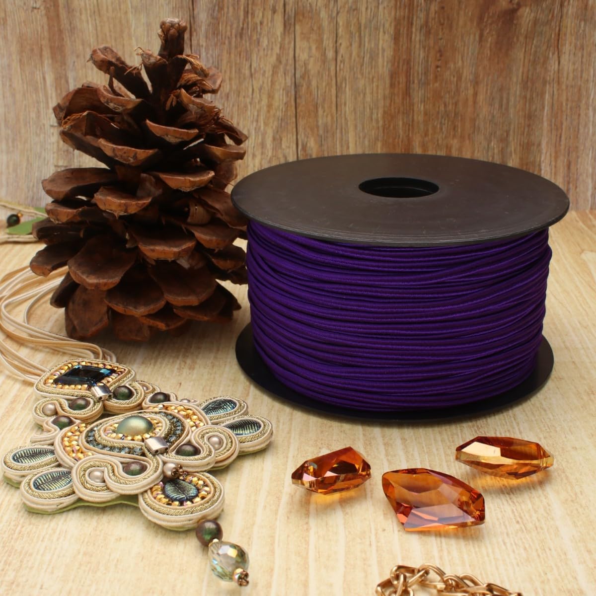 The Beadsmith Italian Luxury Soutache – Made of Acetate – Regal Color – 100 Meter (328 Foot) Spool – Decorative Braid for Jewelry Making, Drapery Trimming and Clothing