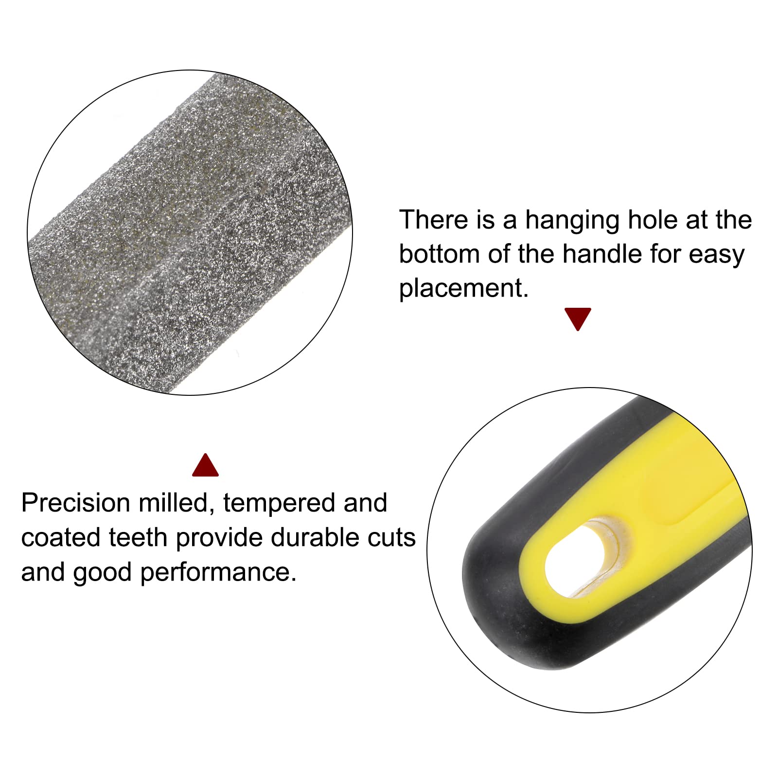 HARFINGTON Lima recubierta de diamante de 12 pulgadas, grano 80, herramientas cuadradas con mango de plástico para metal, vidrio, madera, piedra, pulido, grabado