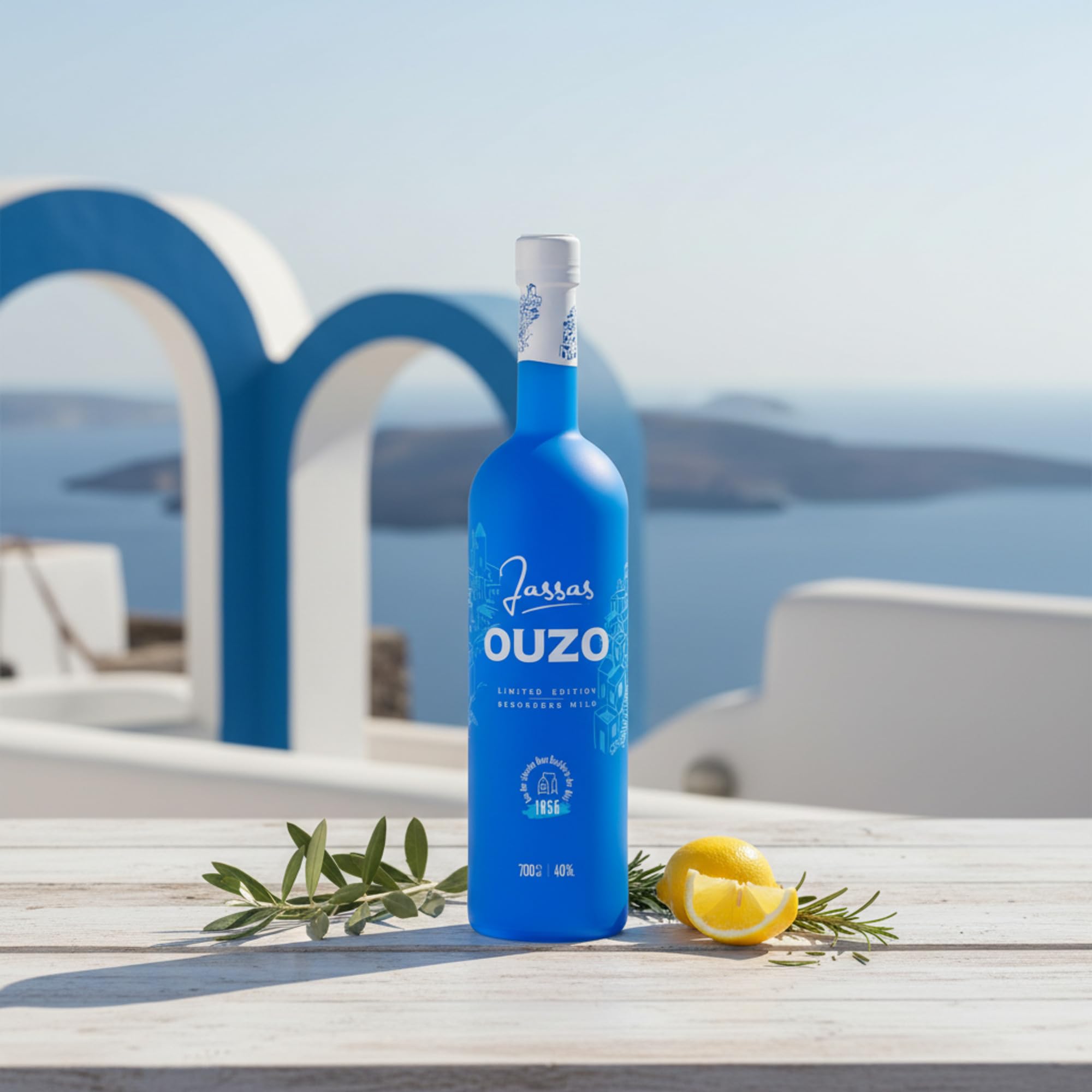 Jassas Ouzo 40% 0,7l Premium Flasche | Besonders mild | Limited Edition | Älteste Ouzo Destillerie der Welt 1856