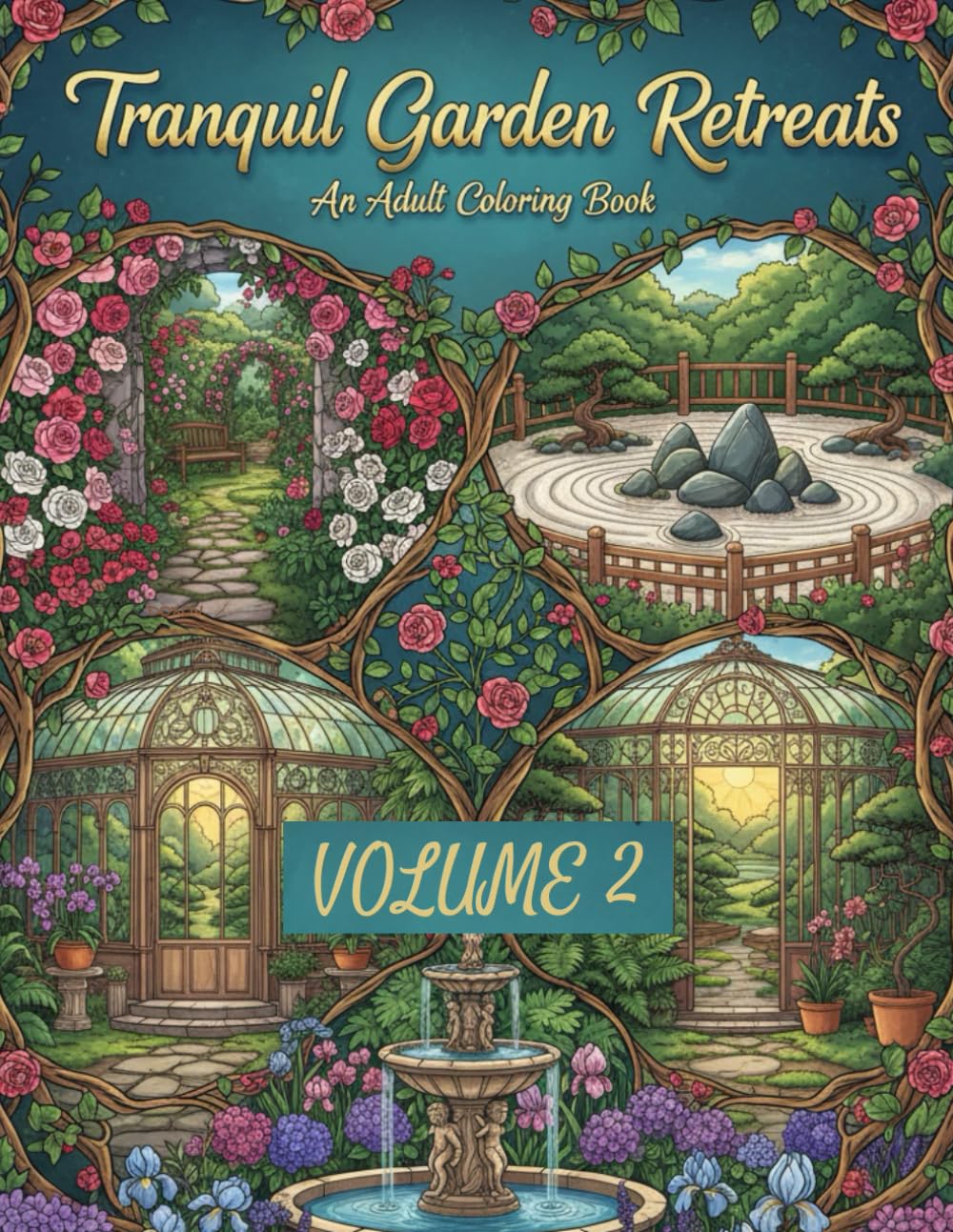 Tranquil Garden Retreats: Adult Coloring Book: 85 Beautiful Garden Scenes for Relaxation and Stress Relief - Secret Gardens, Zen Spaces, and Peaceful ... (Serenity Studios Adult Coloring Books)