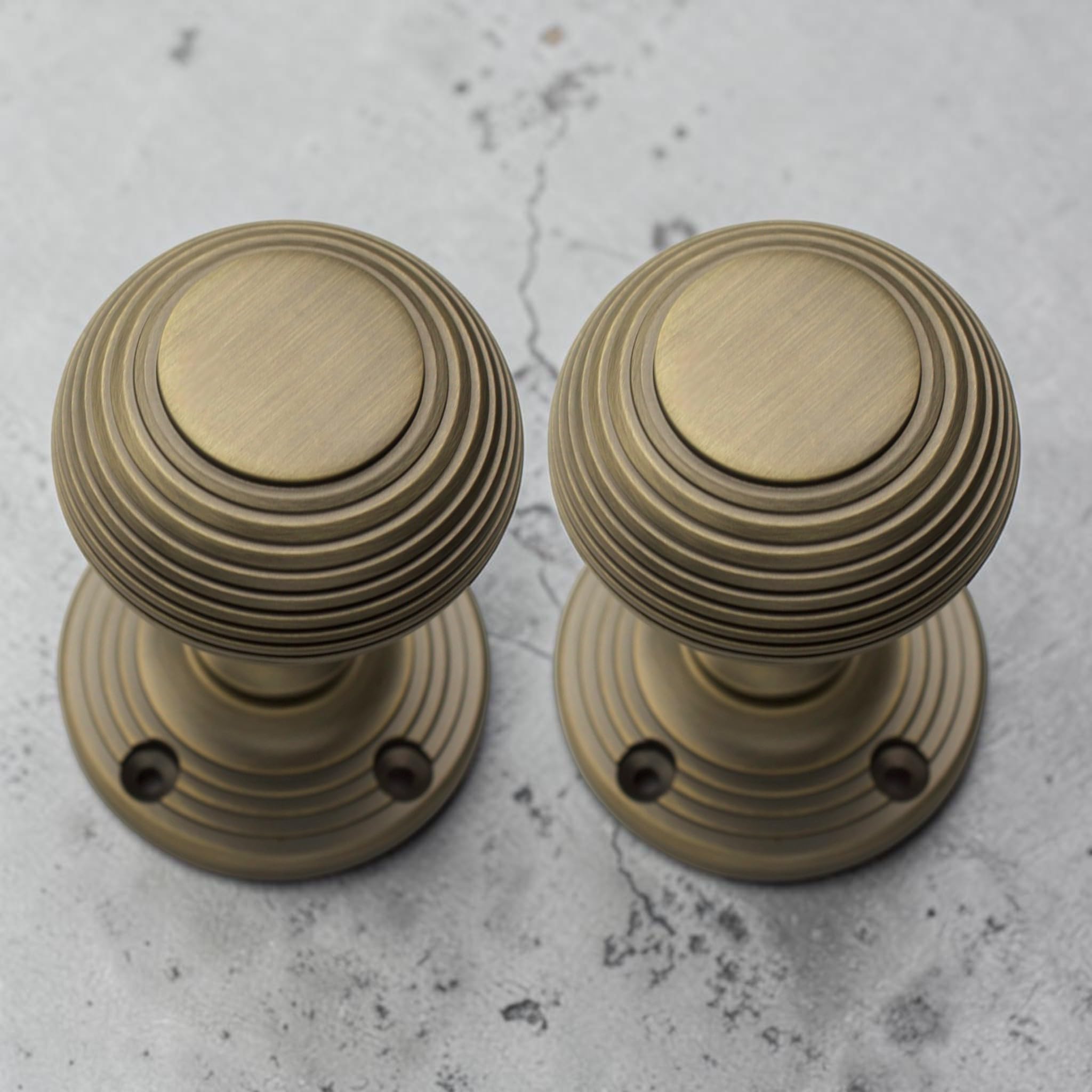 AB Hardware Matt Antique Brass Beehive Sprung Mortice Solid Door Knobs Knob Pair Quality Internal Doors, 55mm - Image 7
