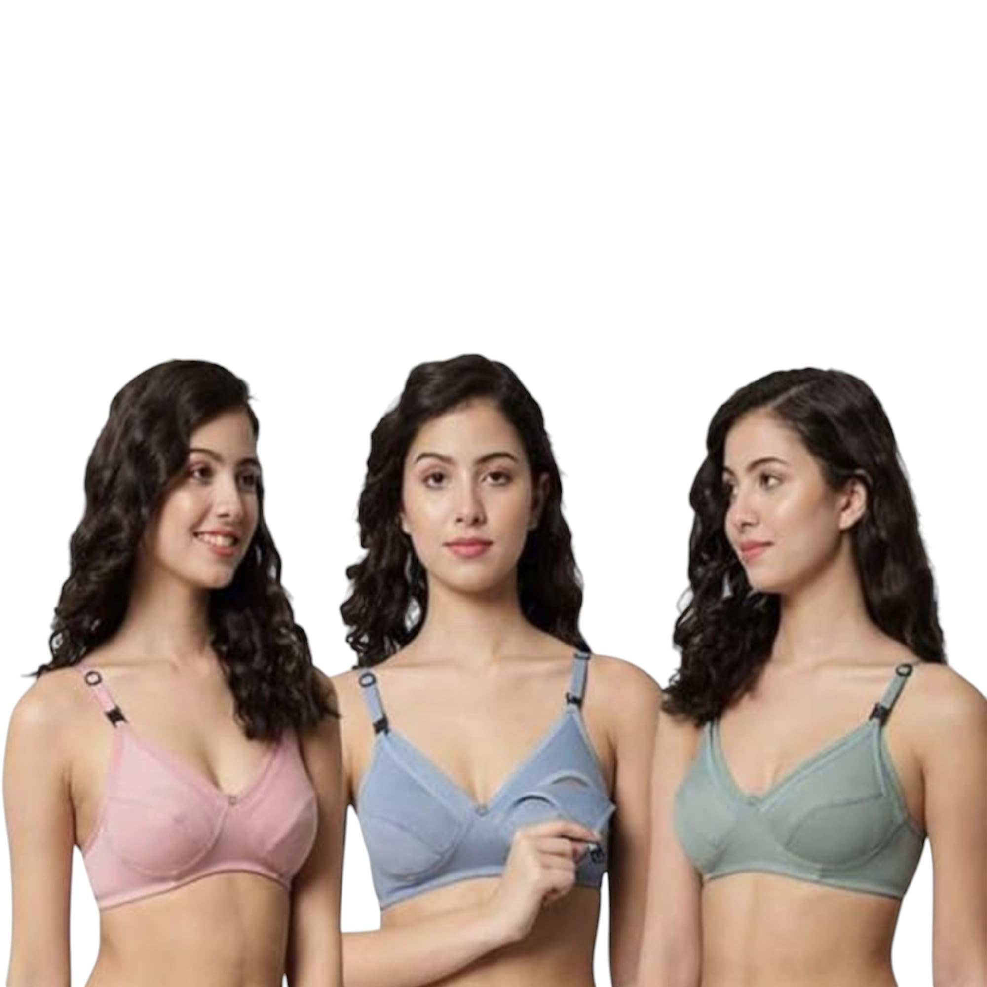 LUNAVIBE-Female Maternity Innerwear Pack of 3 Nursing Feeding Wirefree Non Padded Soft Stretch Comfortable Pregnancy Bra-image-5