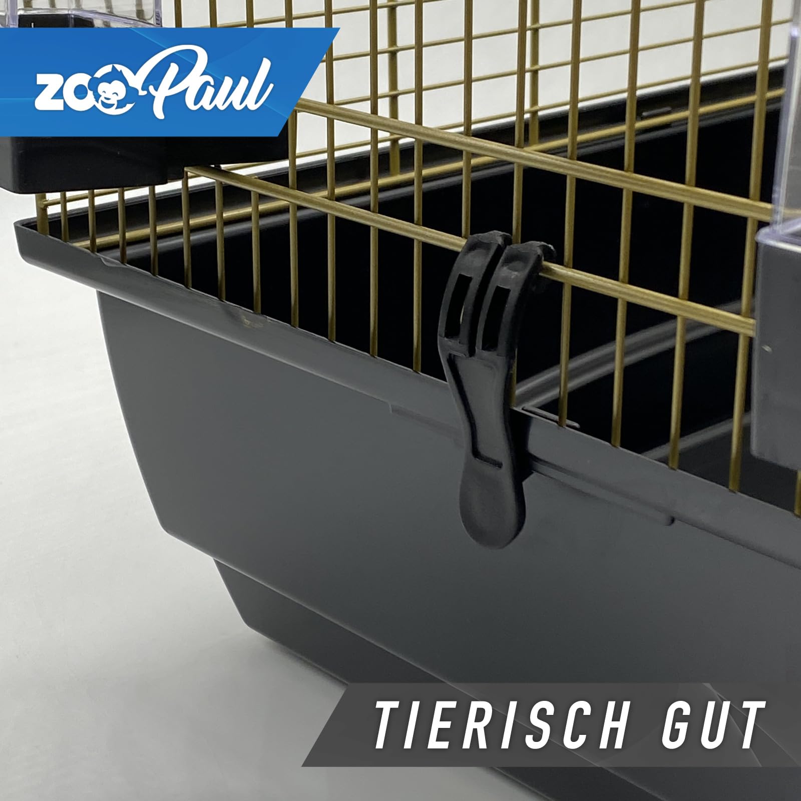 Zoopaul Vogelkäfig XXL Emma Cabrio schwarz Gold Wellensittiche Kanarien mit Trinkröhrchen Badehaus usw.