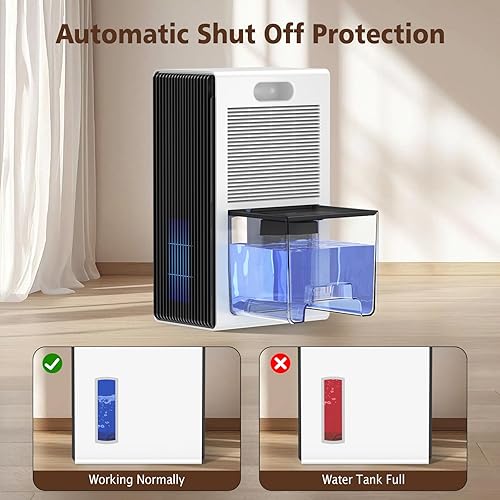 Miniatura 7 de NineSky Deshumidificadores para el hogar, tanque de agua de 95 onzas, (1000 pies cuadrados), deshumidificadores para baño, dormitorio, sótano con