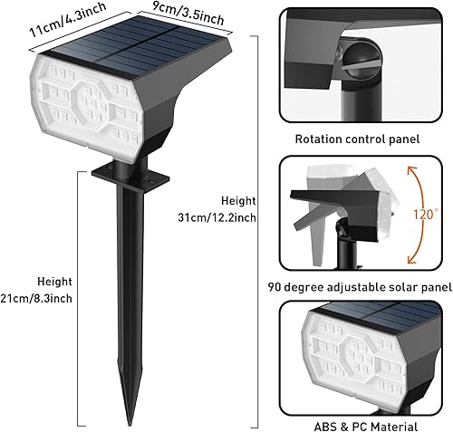 Vista 20 de NYMPHY Luces solares para exteriores, impermeables, IP68, 56 LED, 3 modos de iluminación, funciona con energía solar, luces solares para paisaje