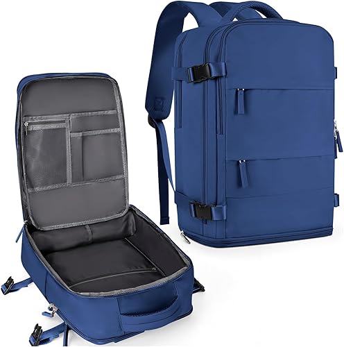 Miniatura 375 de coowoz Mochila de viaje grande para mujeres y hombres,Mochila de transporte,Mochila de senderismo impermeable para deportes al aire libre, Azul, 45