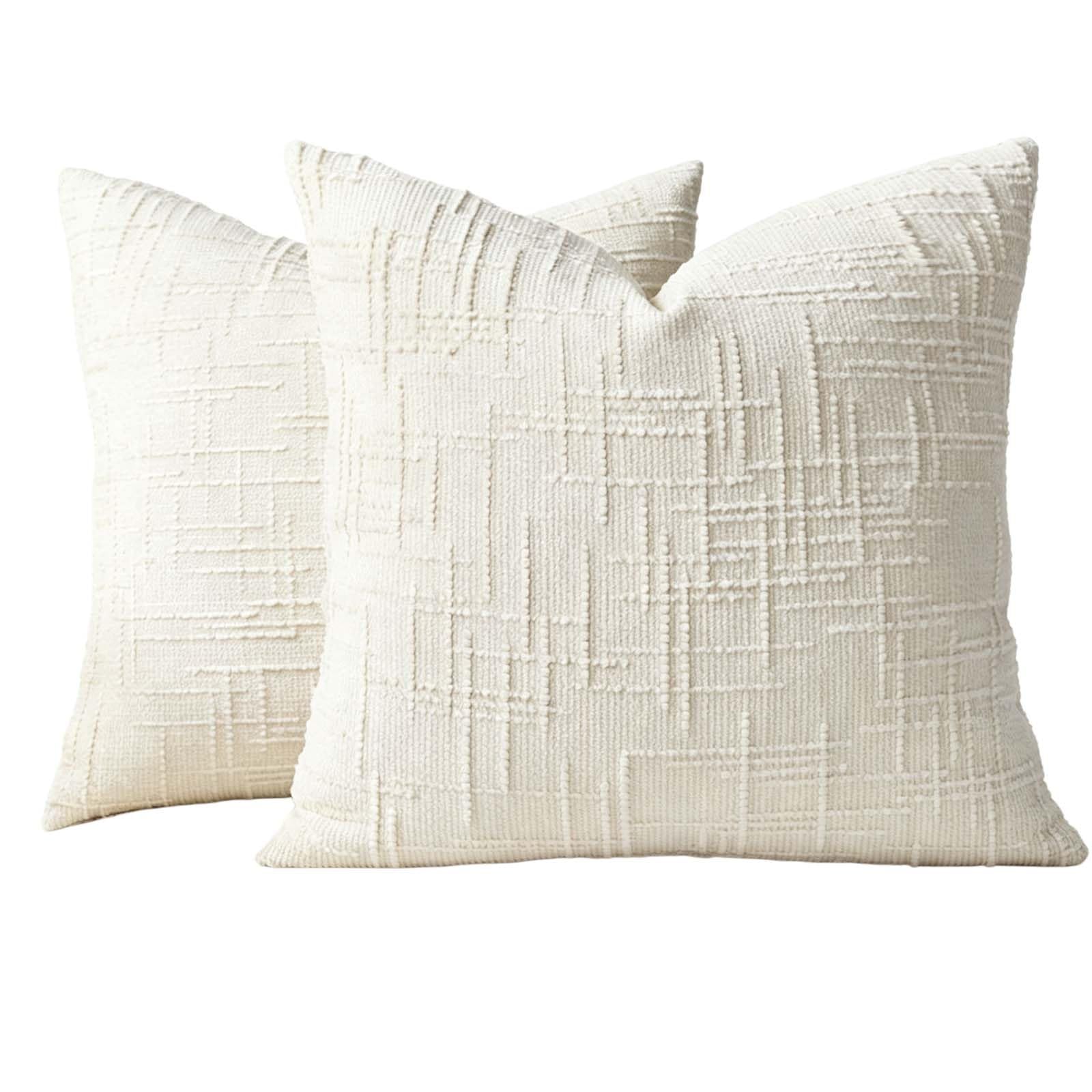 2 Pack Throw Pillow Covers 18x18 Inch Chunky Chenille Farmhouse Sofa Decor