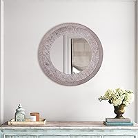 Vista 2 de Tanmicoshomy Espejo de pared rectangular irregular de madera con marco de madera de borde vivo, asimétricos de 20 x 28 pulgadas, espejos de tocador