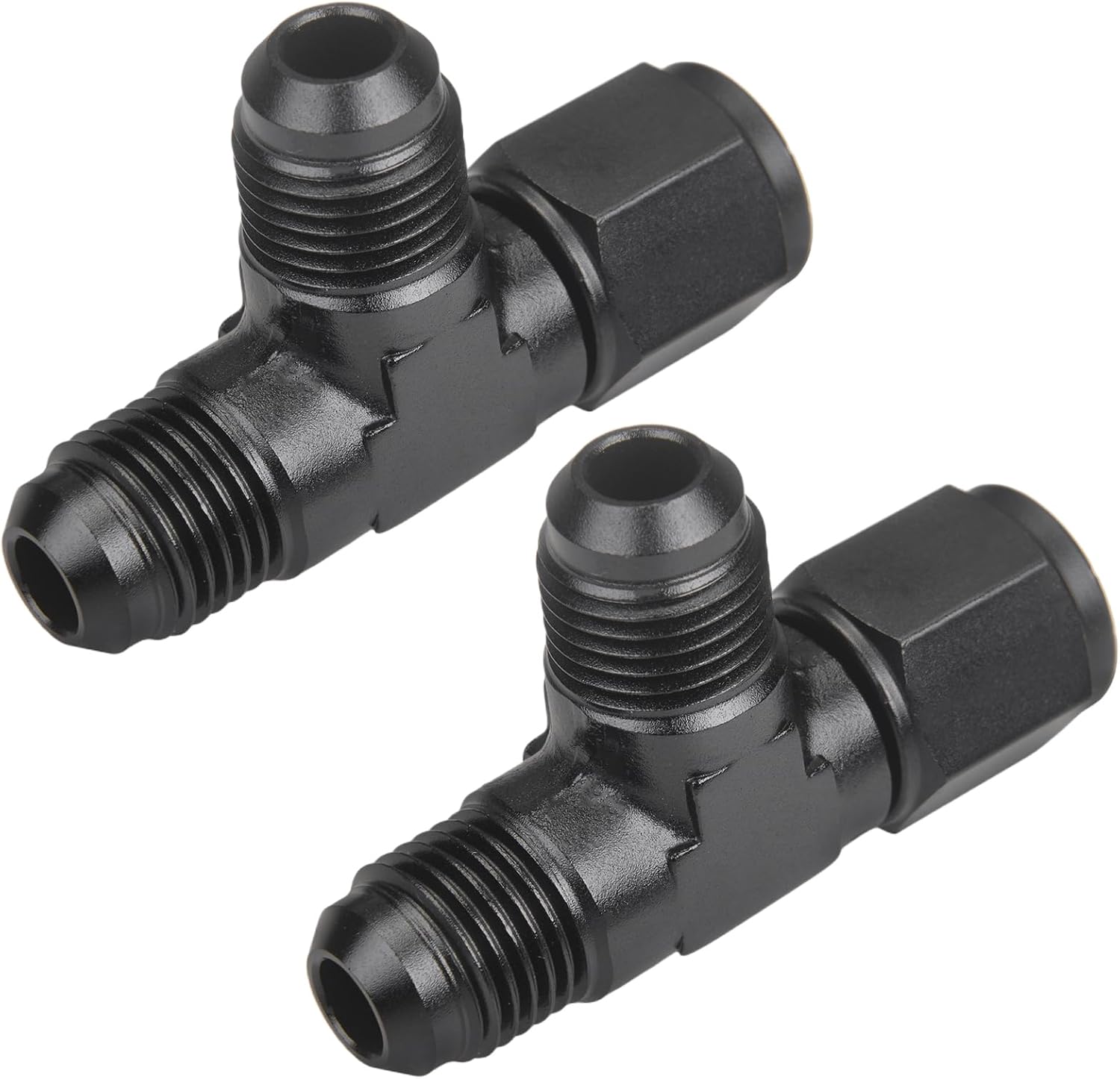 6AN Flare Male Tee Fitting Adapter with AN6 Female Swivel on Run Aluminum 2Pcs