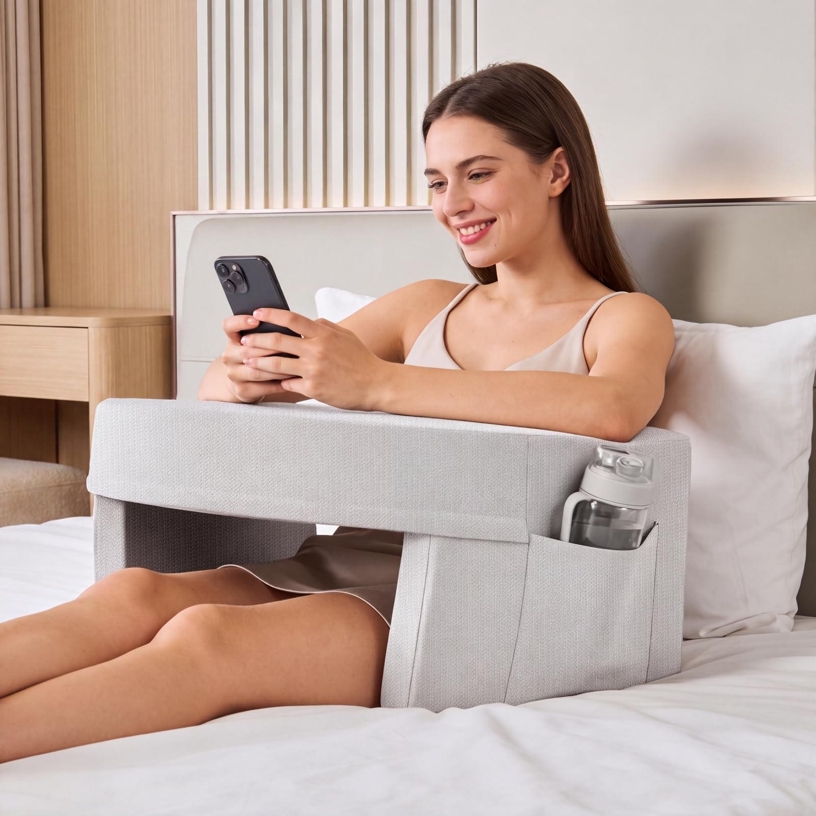 DUMOS Ergonomic Reading Pillow, Storage Pockets, Memory Foam Lap Desk
