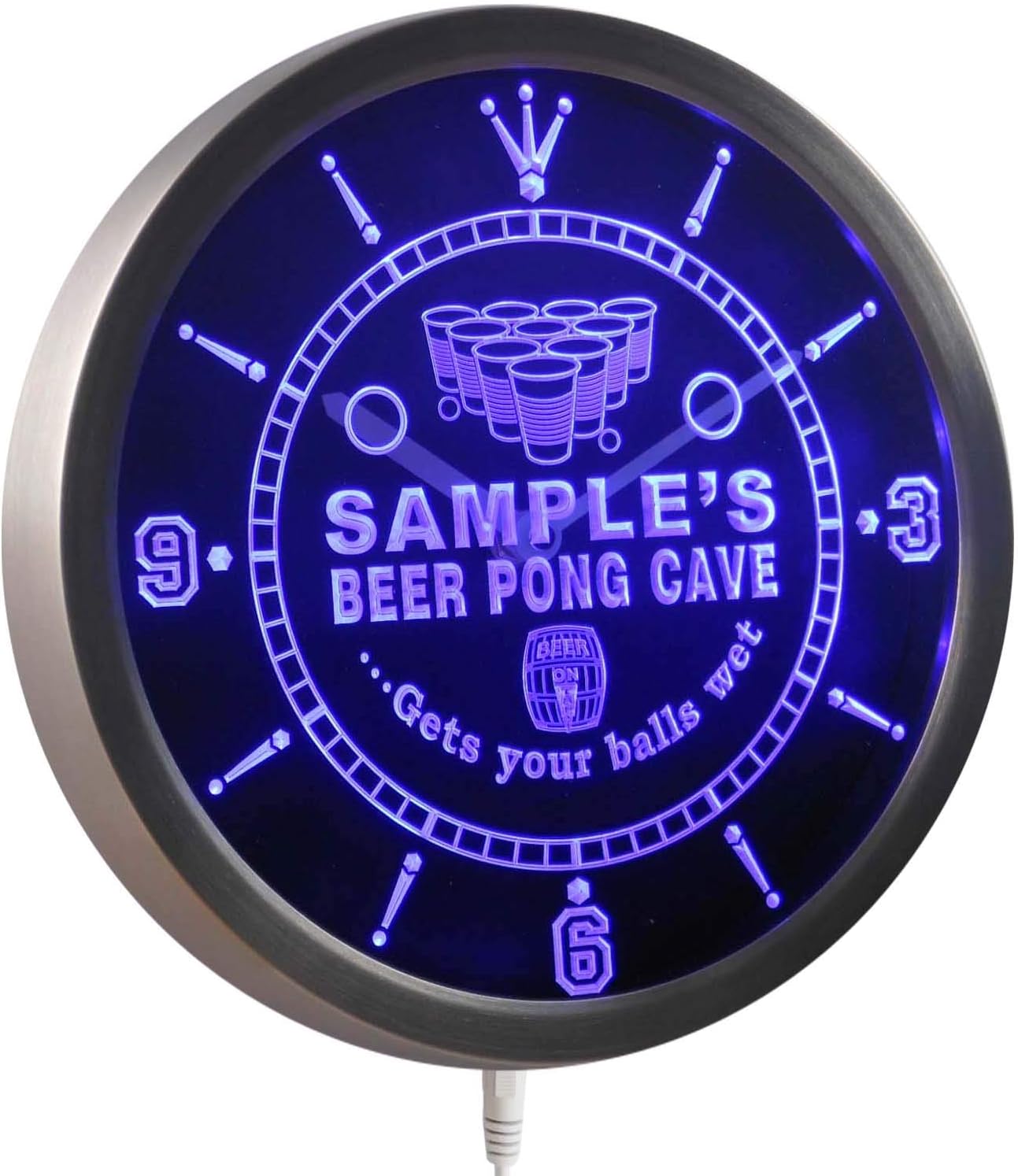 ADVPRO ncqr-tm Name Personalized Custom Beer Pong Cave Bar Beer Neon Sign LED Wall Clock