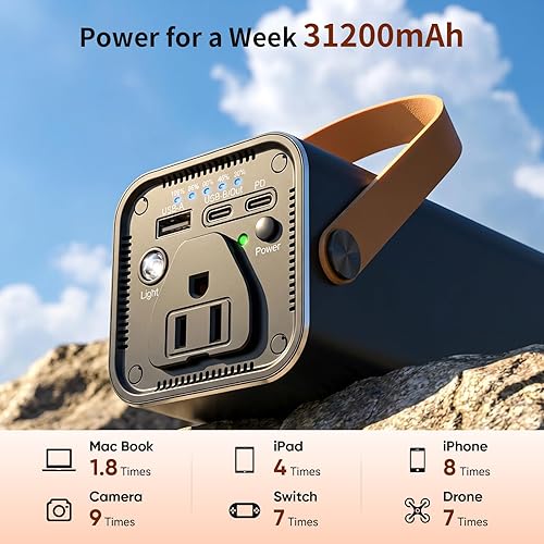 Miniatura 3 de Banco de energía portátil para portátil con salida de CA de 120 W, carga rápida PD de 65 W, cargador portátil de 31200 mAh/116 Wh para laptops,