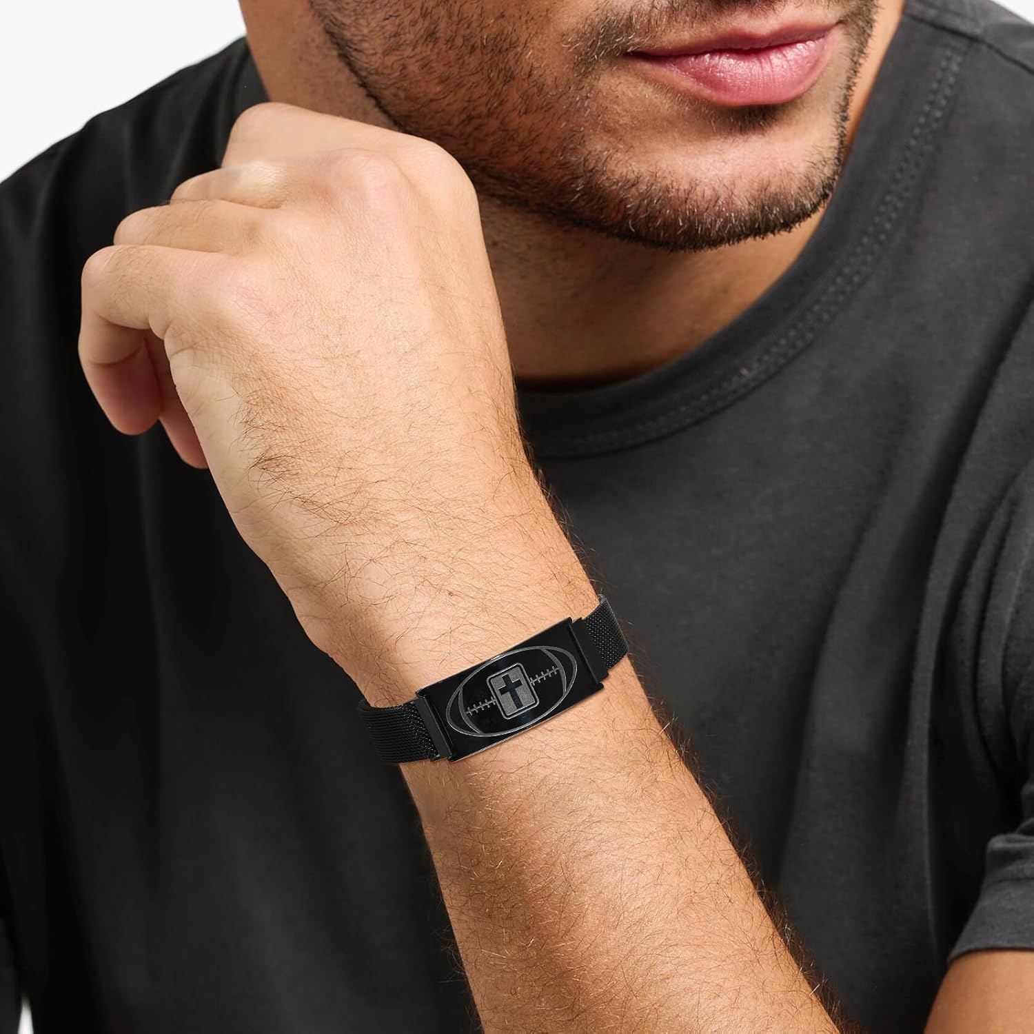 Baseball Soccer Football Basketball Bracelet Gifts,Faith Cross Bracelets for Men Baptism First Communion Confirmation Birthday Christmas Gifts for Grandkids,Adjustable Size - Image 2