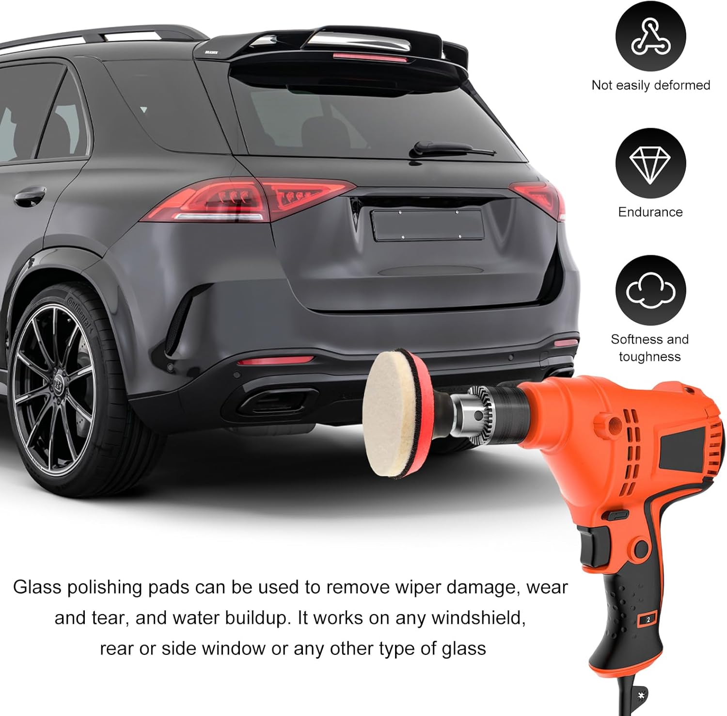 10 PCS Glass Polishing Kit, Windscreen Glass Scratch Removal Kit with 100g Cerium Oxide Powder, Felt Buffing Pad Wool Polishing Wheel Scratch Repair Kit for Glass Window Windshield