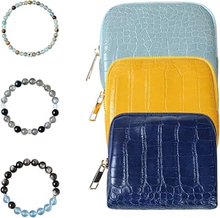 New Travel Jewelry Case, Jewelry Travel Case for Women, Small Crystal Pouch for Crystal Bracelets, Rings, Bangles with Smooth Metal Zipper, Elegant Storage Pouch for Journey, Nave Blue