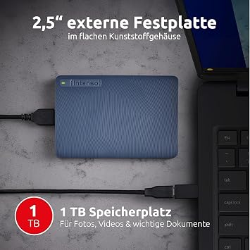 Intenso Memory Safe 1 TB External Hard Drive - 2.5 Inch USB 3.2 HDD for PC