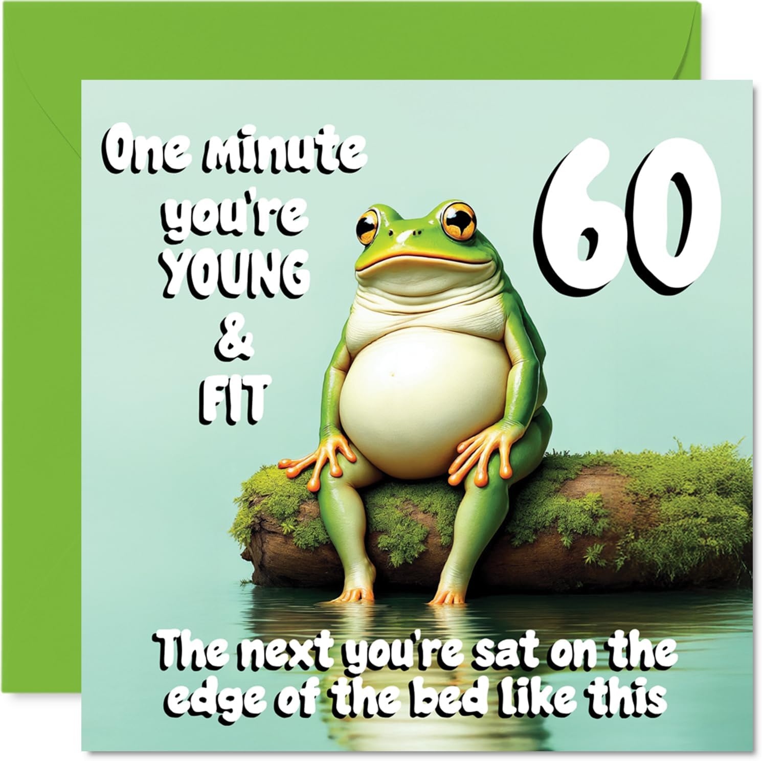 Stuff4 60th Birthday Cards for Men Women - Young and Fit Frog - Happy Birthday Card for 60 Year Old Man Woman Neighbor Grandma Friend Brother, 5.7 Inch Bday Greeting Cards