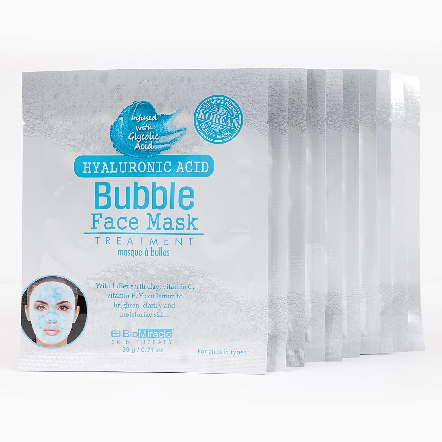 BioMiracle Hyaluronic Acid Bubble Face Mask with Vitamin C and E and Yuzu Lemon